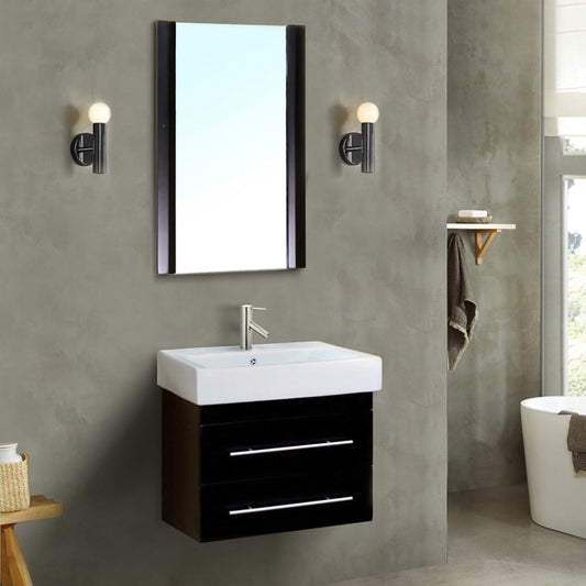 24.25" Single wall mount style sink vanity wood black
