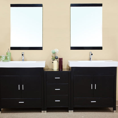 80.7" Double sink vanity wood black