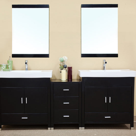 80.7" Double sink vanity wood black