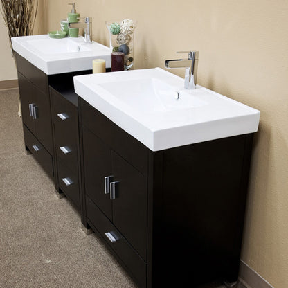 80.7" Double sink vanity wood black