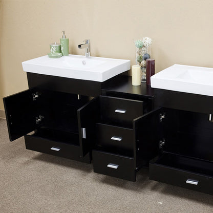 80.7" Double sink vanity wood black