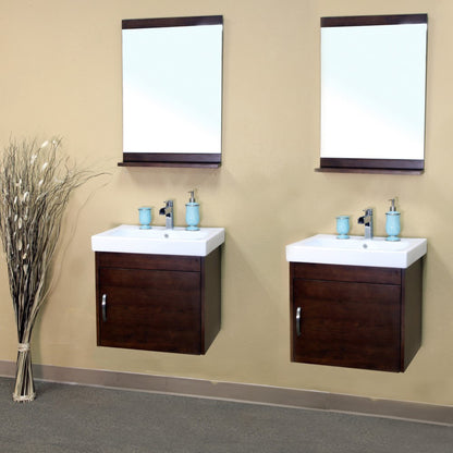 48.8" Double wall mount style sink vanity wood walnut