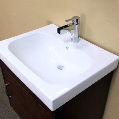 24.4" Single wall mount style sink vanity wood walnut