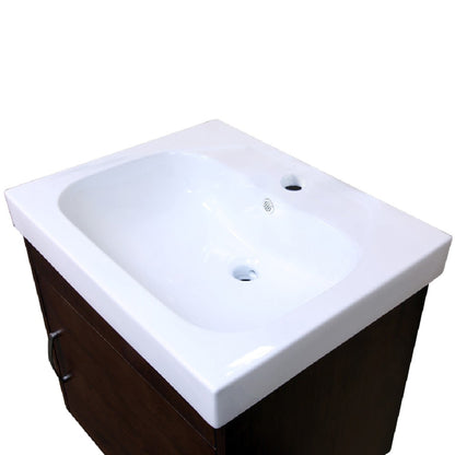 24.4" Single wall mount style sink vanity wood walnut