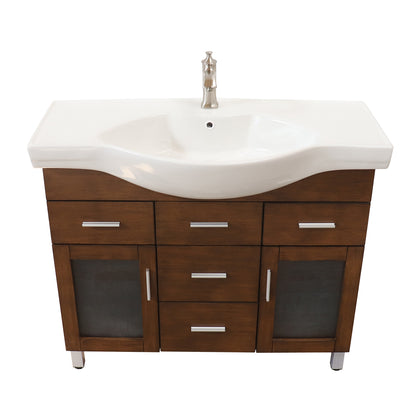 39.8" Single sink vanity wood walnut 4 drawers