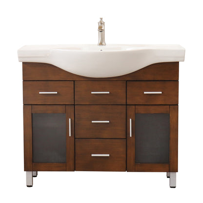39.8" Single sink vanity wood walnut 4 drawers