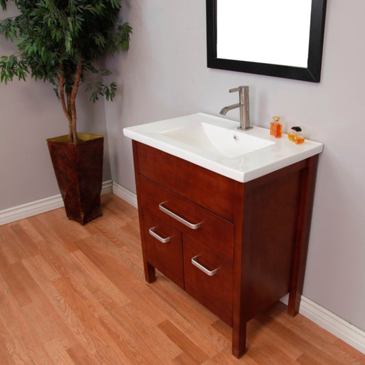 29.9" Single sink vanity wood walnut finish