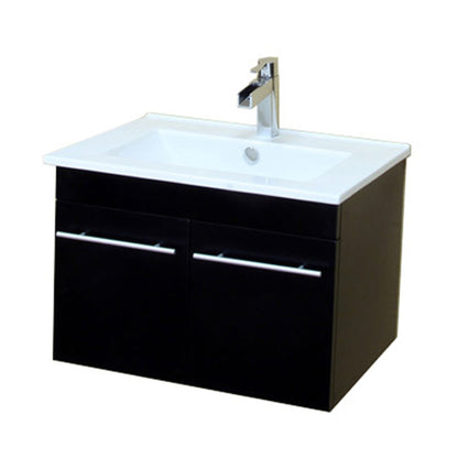 24.4" Single wall mount style sink vanity wood black