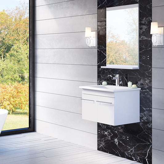 24.4" Single wall mount style sink vanity wood white