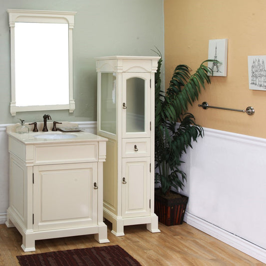 30" Single sink vanity wood cream white
