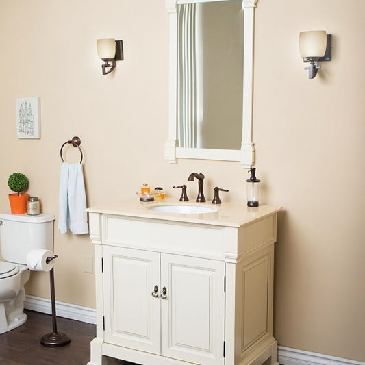 36" Single sink vanity wood cream white