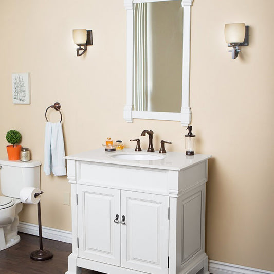 36" Single sink vanity wood white