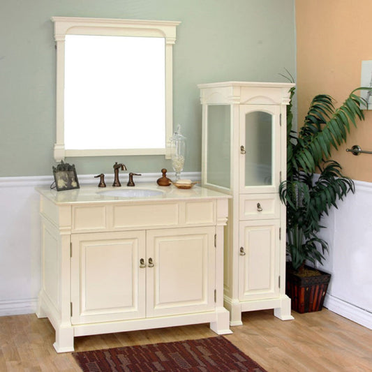 42" Single sink vanity wood cream white