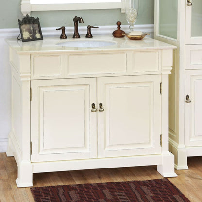 42" Single sink vanity wood cream white