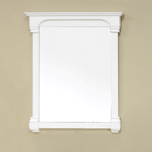 36" Solid wood frame mirror cream white