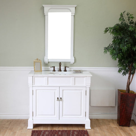 42" Single sink vanity wood white