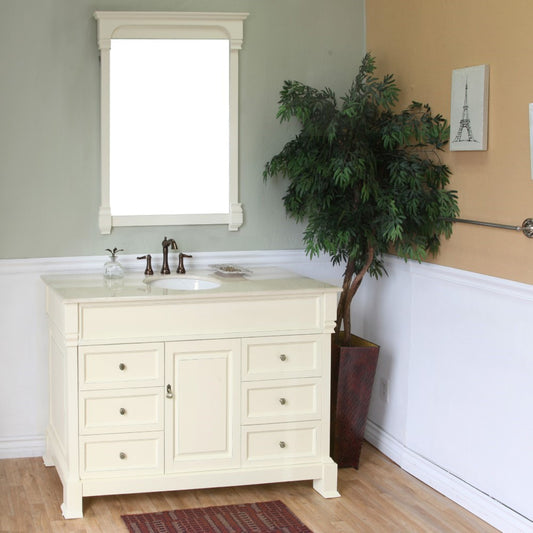 50" Single sink vanity wood cream white