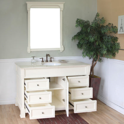 50" Single sink vanity wood cream white