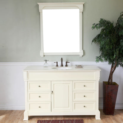 50" Single sink vanity wood cream white