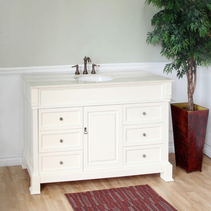 50" Single sink vanity wood cream white