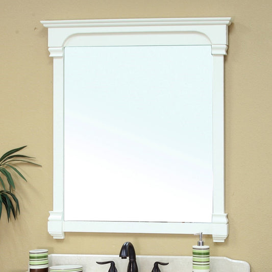 42" Solid wood frame mirror cream white