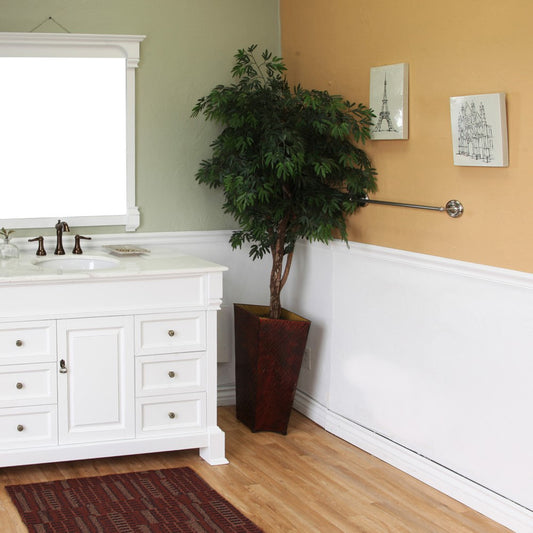 50" Single sink vanity wood white
