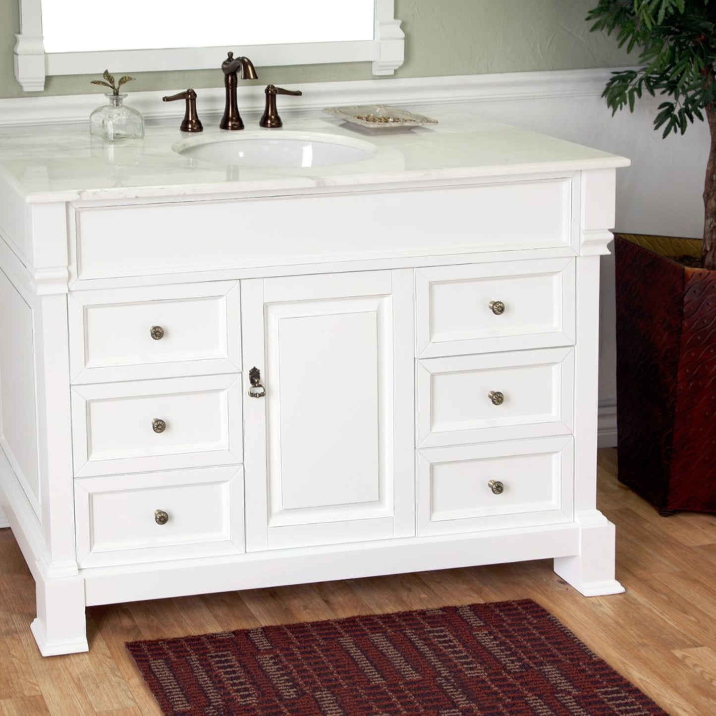 50" Single sink vanity wood white