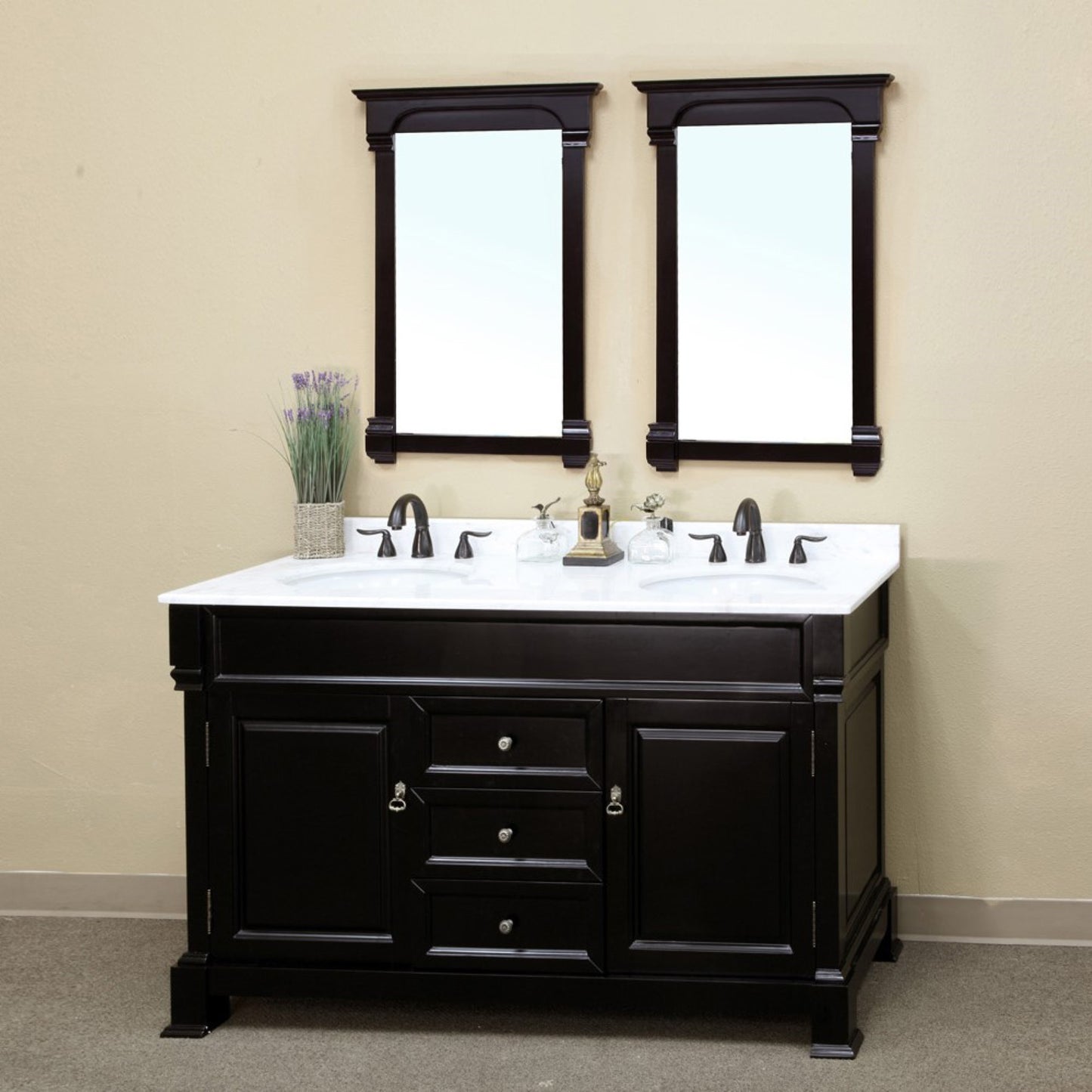60" Double sink vanity wood espresso