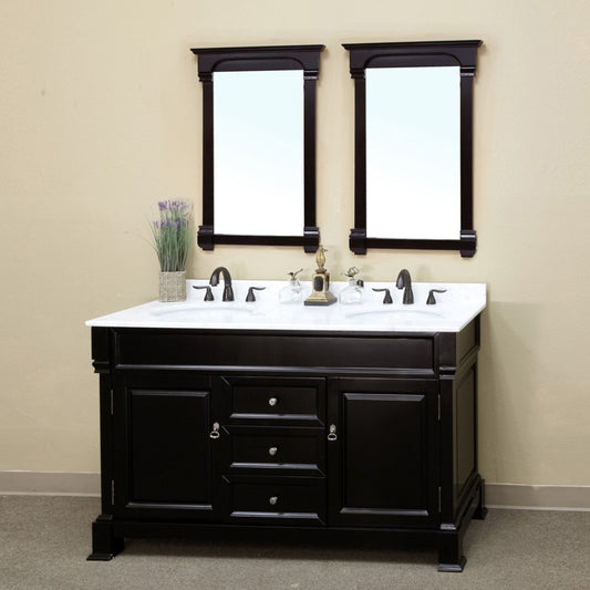60" Double sink vanity wood espresso