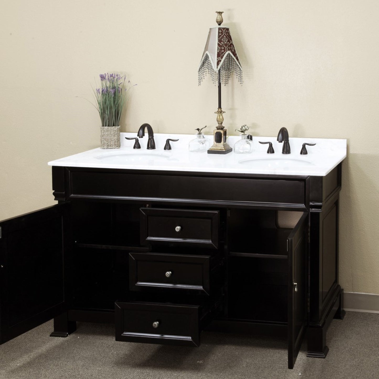 60" Double sink vanity wood espresso