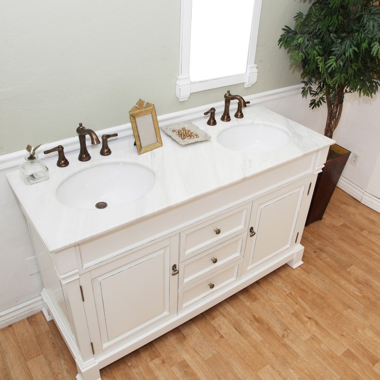 60" Double sink vanity wood espresso