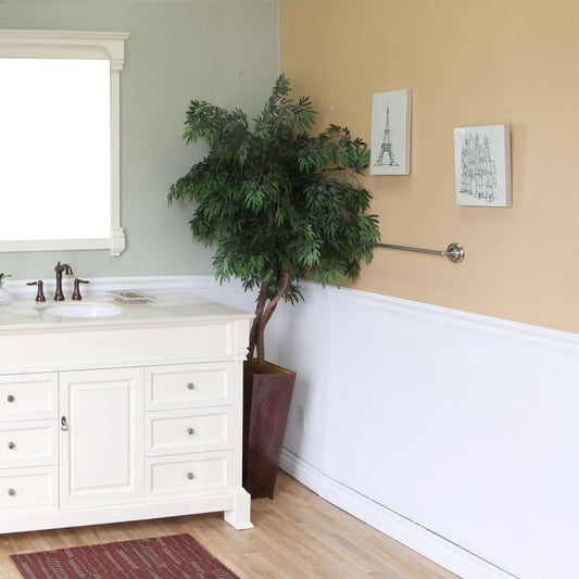 60" Single sink vanity wood cream white