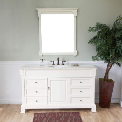 60" Single sink vanity wood cream white