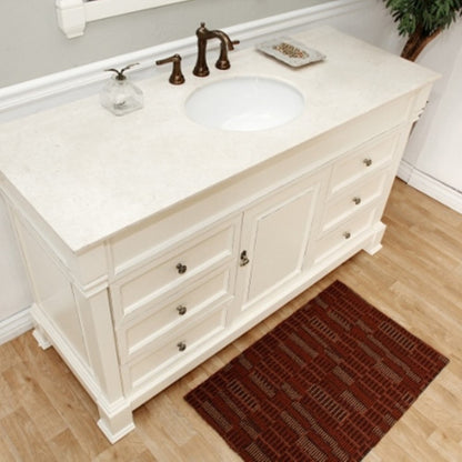 60" Single sink vanity wood cream white