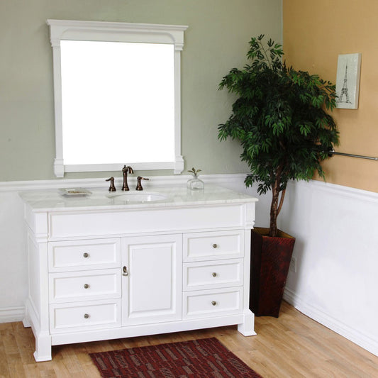 60" Single sink vanity wood white