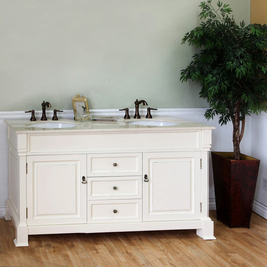 72" Double sink vanity wood cream white