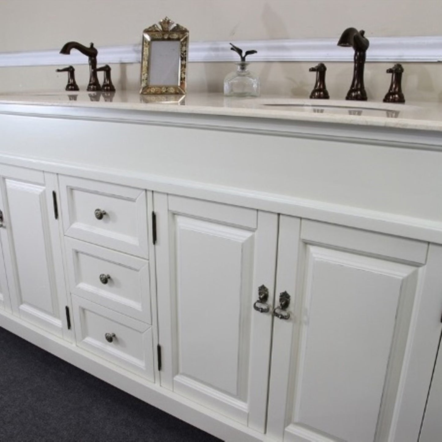 72" Double sink vanity wood cream white