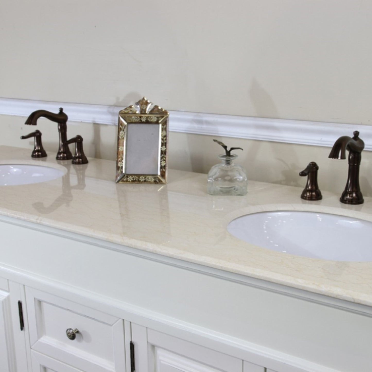 72" Double sink vanity wood cream white