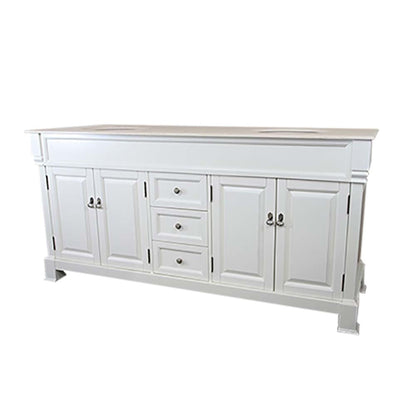 72" Double sink vanity wood cream white