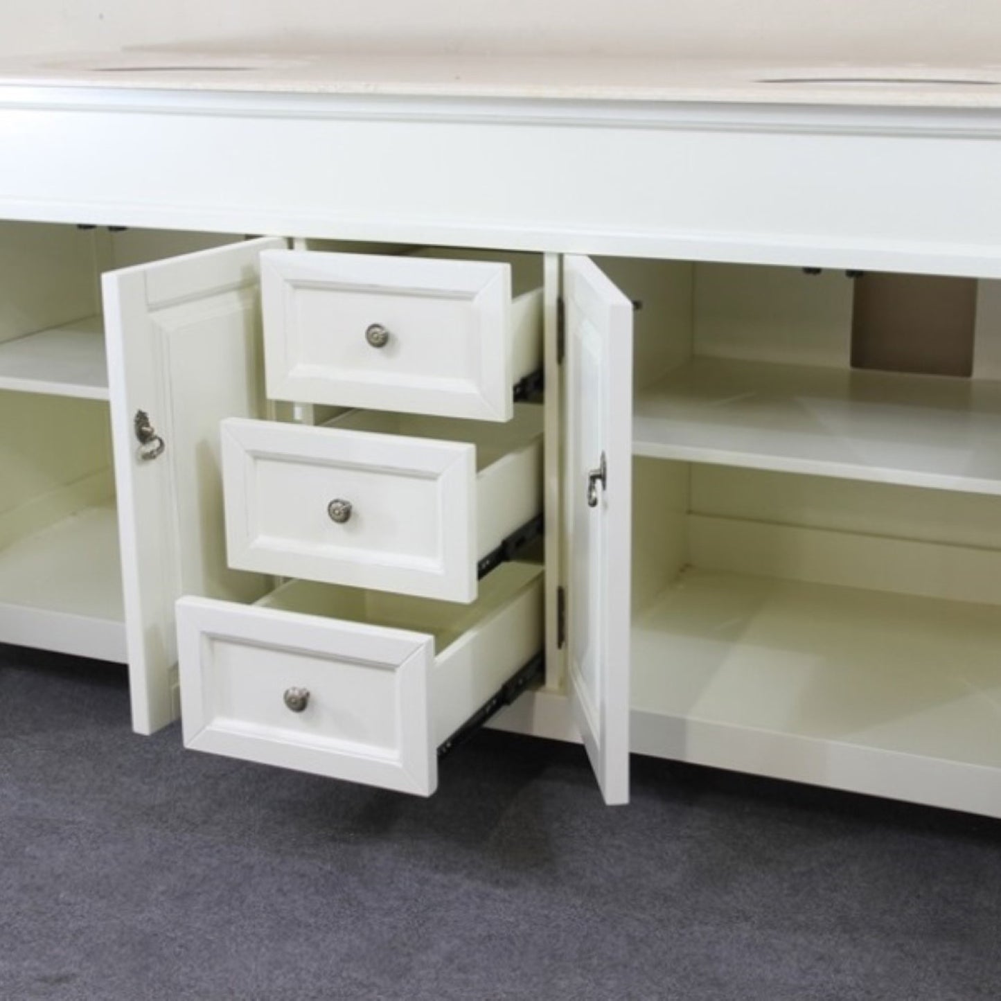 72" Double sink vanity wood cream white