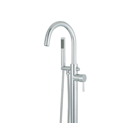 Single Handle Floor Mount Freestanding Tub Faucet with Hand Shower in Chrome