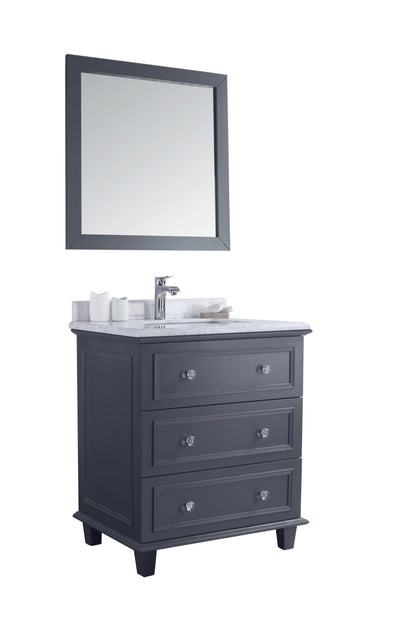 Luna 30" Maple Grey Bathroom Vanity with White Carrara Marble Countertop