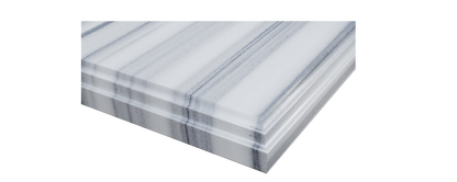 Forever 60" Single Hole White Stripes Marble Countertop with Double Rectangular Ceramic Sinks