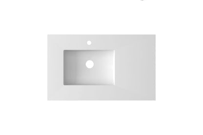 Forever VIVA Stone 36" Matte White Solid Surface Countertop with Left Offset Integrated Sink