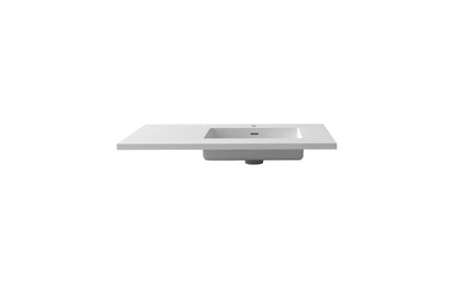 Forever VIVA Stone 36" Matte White Solid Surface Countertop with Right Offset Integrated Sink