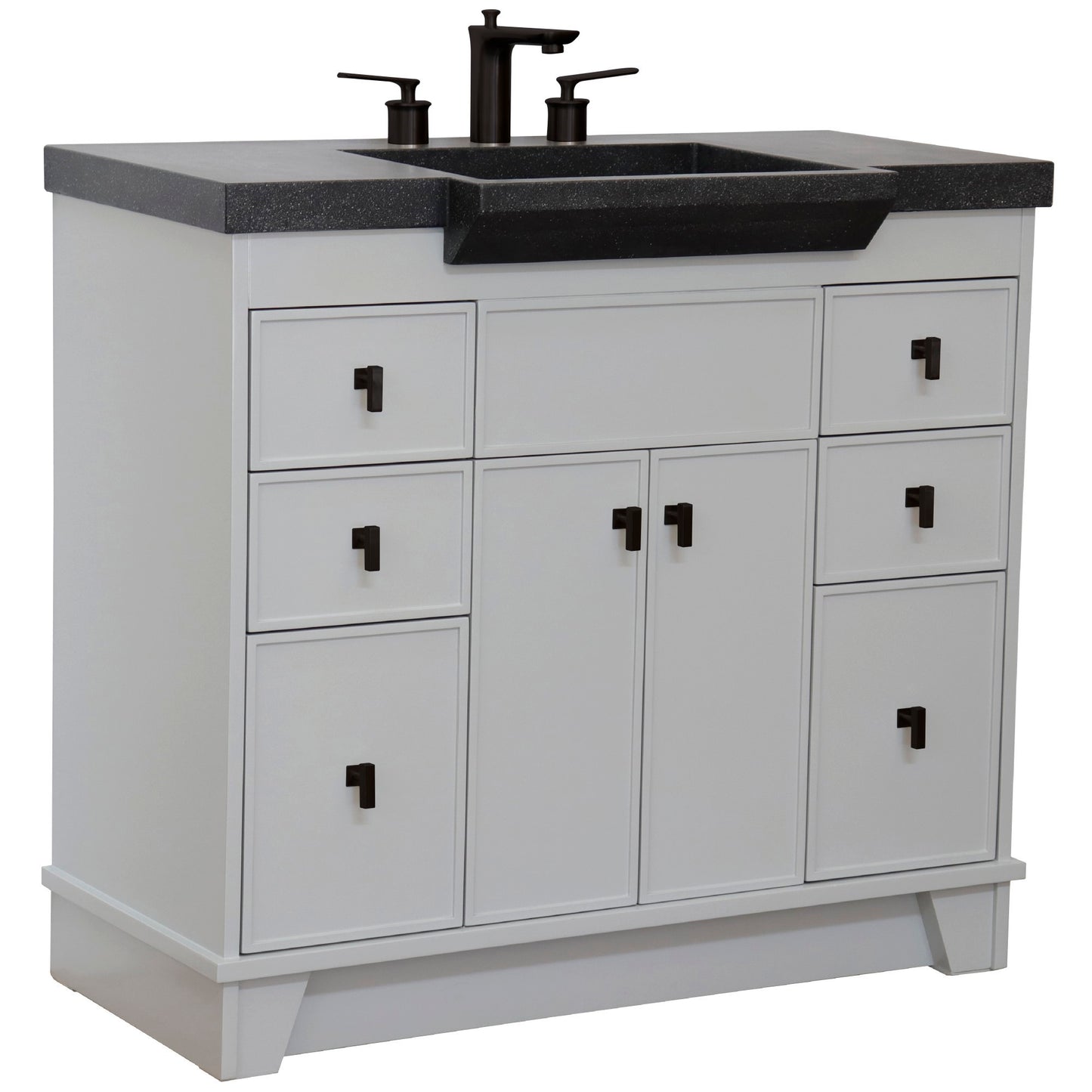39" Single Sink Vanity Light Gray Finish in Black Concrete Top