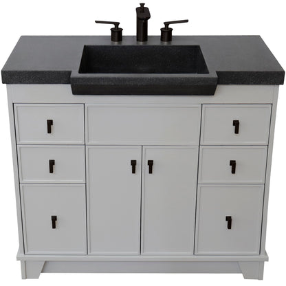 39" Single Sink Vanity Light Gray Finish in Black Concrete Top