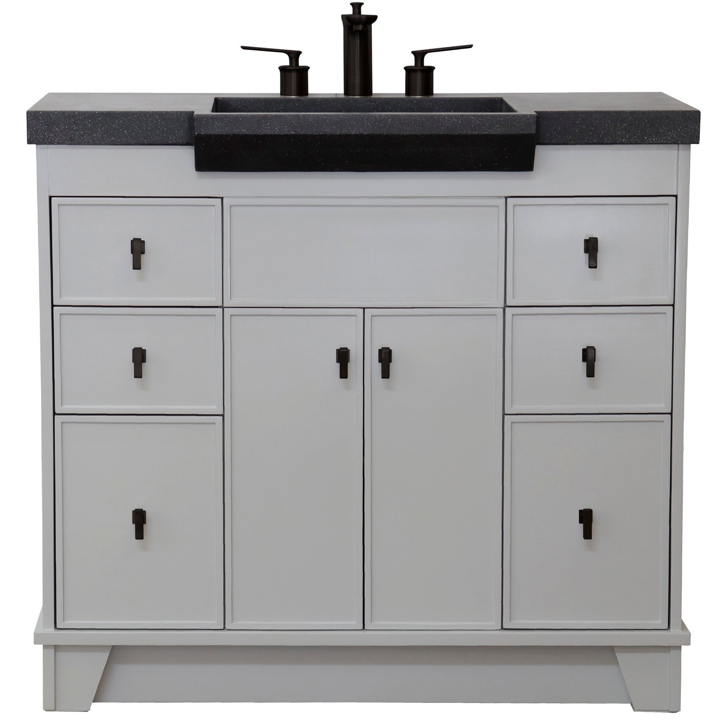 39" Single Sink Vanity Light Gray Finish in Black Concrete Top