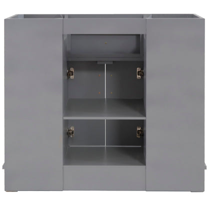 39" Single Sink Vanity Light Gray Finish in Black Concrete Top