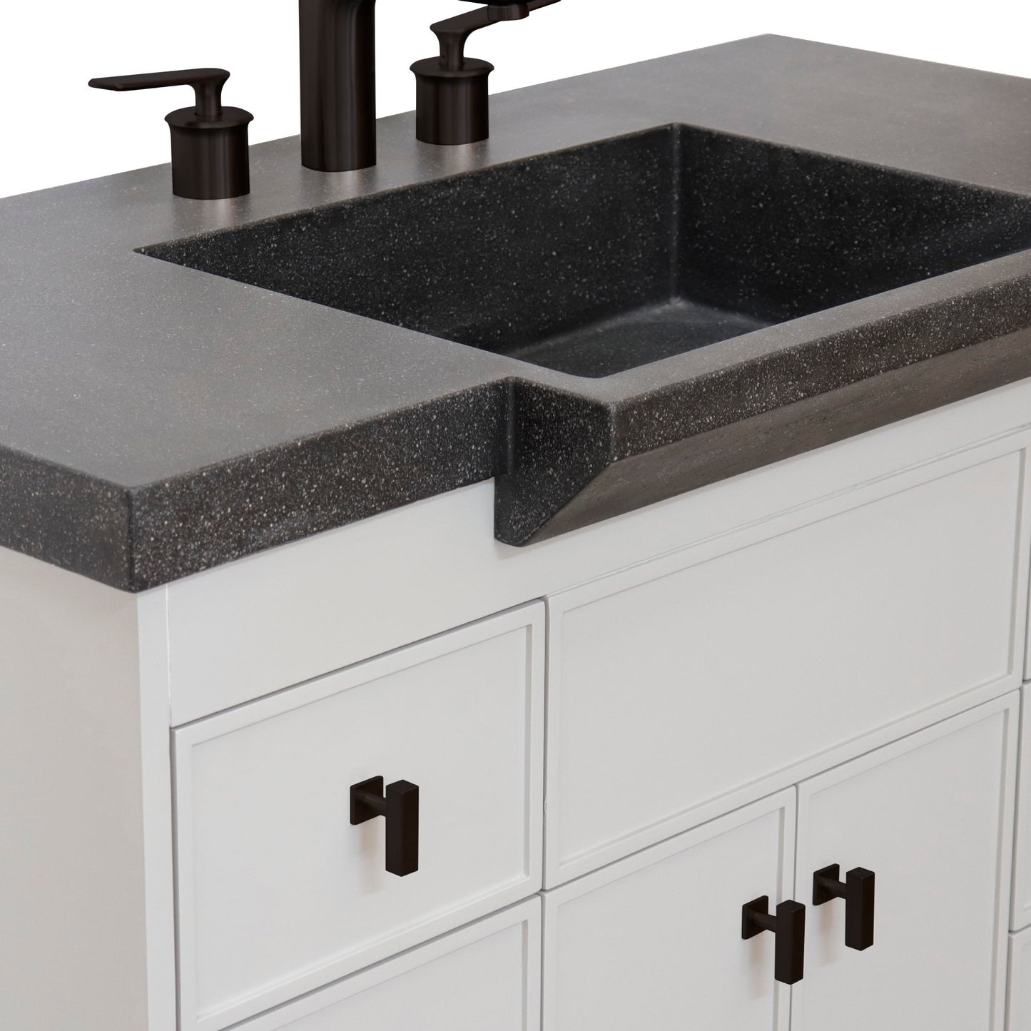 39" Single Sink Vanity Light Gray Finish in Black Concrete Top